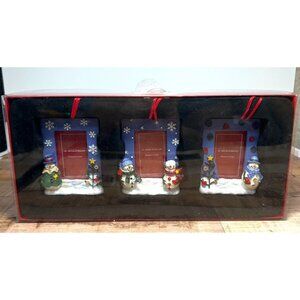 St. Nicholas Square Set Of 3 Christmas Ornament Frames With Snowmen & Stars